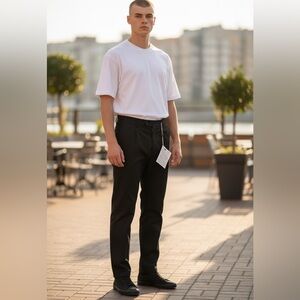 NEW Jucca Men's Black High Rise Cotton Trouser Pants Size 46